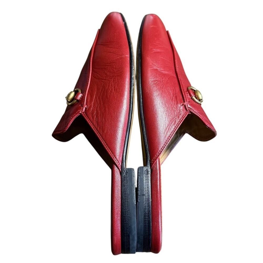 Gucci Princetown Red Leather Horsebit Slip On Iconic Mules Loafers EU 37 US 7 - Picture 9 of 14